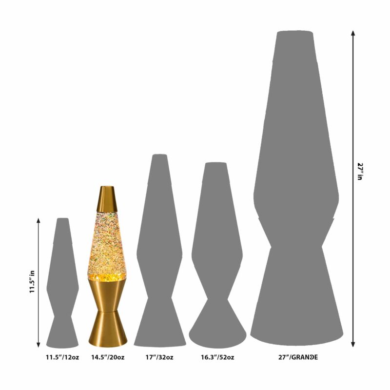 14.5″ LAVA Lamp Rainbow Glitter – Clear/Gold - US 3196